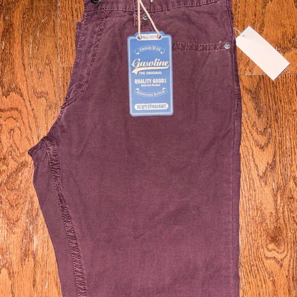 Gasoline Slim Straight Burgundy Corduroy Pants Brand new with tags